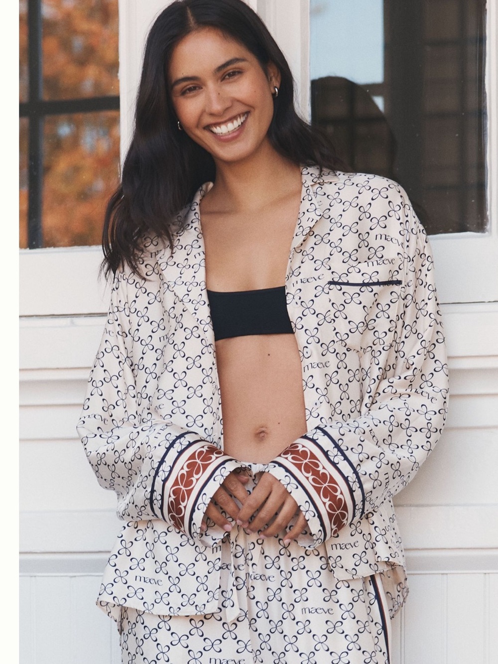 Maeve Silken Buttondown Pajama Top